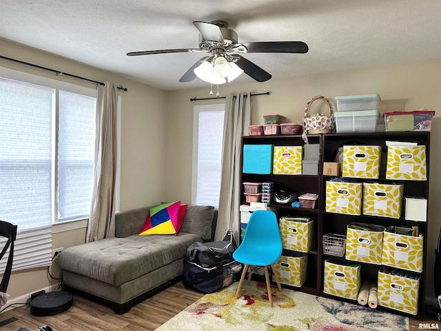 501 Cedar Creek Rd, Makanda, IL 62958 - office featuring wood finished floors, healthy amount of natural light, ceiling fan, and a textured ceiling