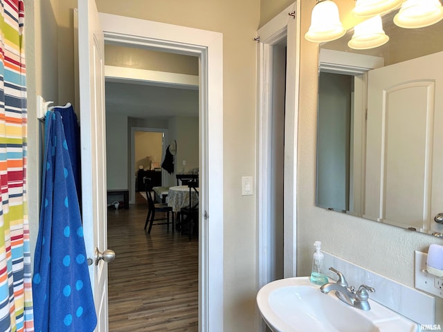 501 Cedar Creek Rd, Makanda, IL 62958 - bathroom with a sink and wood finished floors