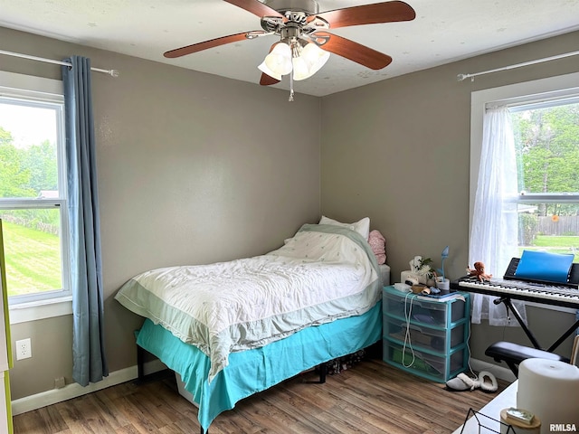 501 Cedar Creek Rd, Makanda, IL 62958 - bedroom with wood finished floors and ceiling fan