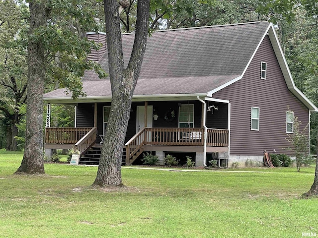 11382 Petroff Rd, Benton, IL 62812 - view of front of house with roof with shingles, covered porch, and a front lawn