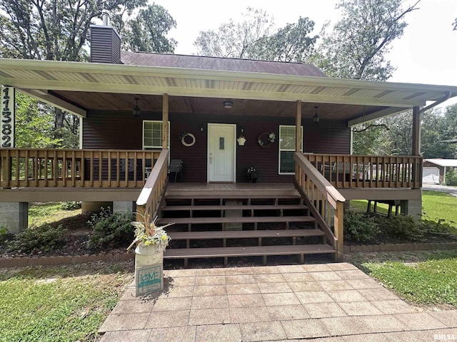 11382 Petroff Rd, Benton, IL 62812 - view of front of house featuring a porch, a chimney, and stairs