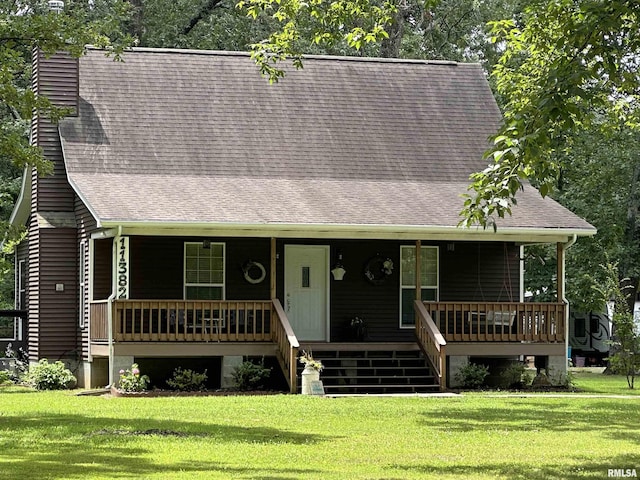 11382 Petroff Rd, Benton, IL 62812 - view of front of house with a front yard, roof with shingles, and a porch