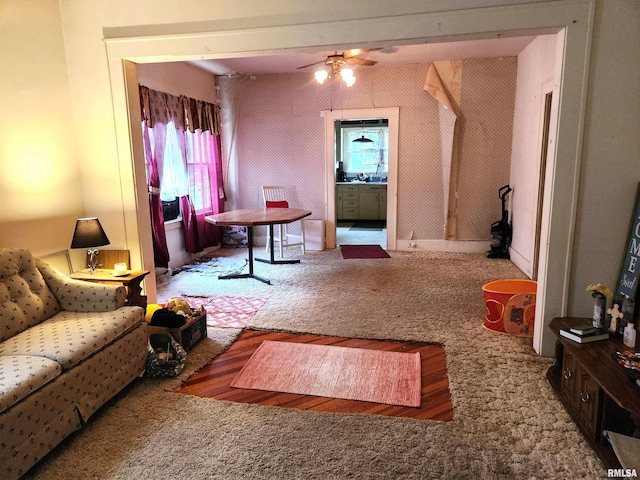 1809 Cherry St, Mount Vernon, IL 62864 - carpeted living room with a ceiling fan and plenty of natural light