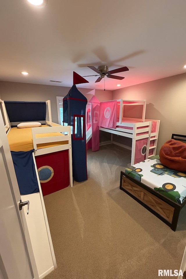 65 Stony Pt, Goreville, IL 62939 - carpeted bedroom featuring recessed lighting and ceiling fan