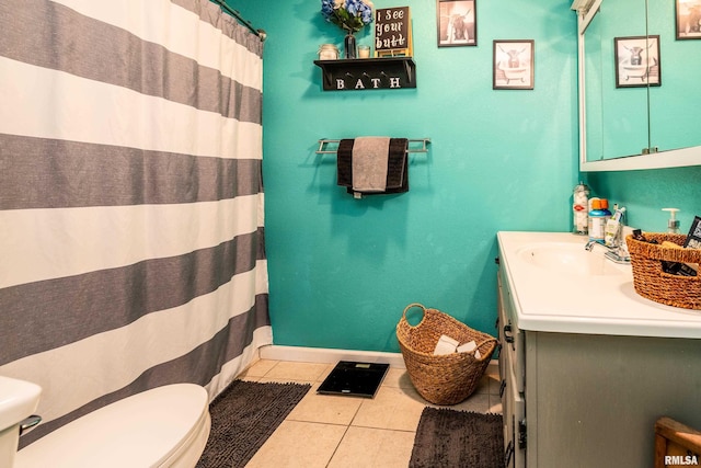 13399 S County Line Rd, West Frankfort, IL 62896 - bathroom featuring tile patterned floors, vanity, and a shower with curtain