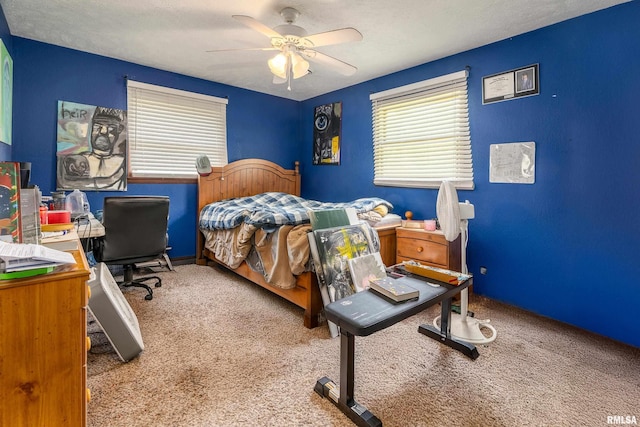 13399 S County Line Rd, West Frankfort, IL 62896 - bedroom with carpet flooring, multiple windows, a desk, and a textured ceiling