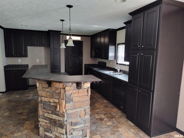 45 Davis Ridge Rd, Eldorado, IL 62930 - kitchen featuring stone finish floors, dark cabinets, and a center island