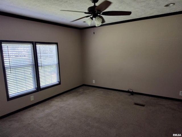 45 Davis Ridge Rd, Eldorado, IL 62930 - carpeted empty room with a ceiling fan, crown molding, and a textured ceiling