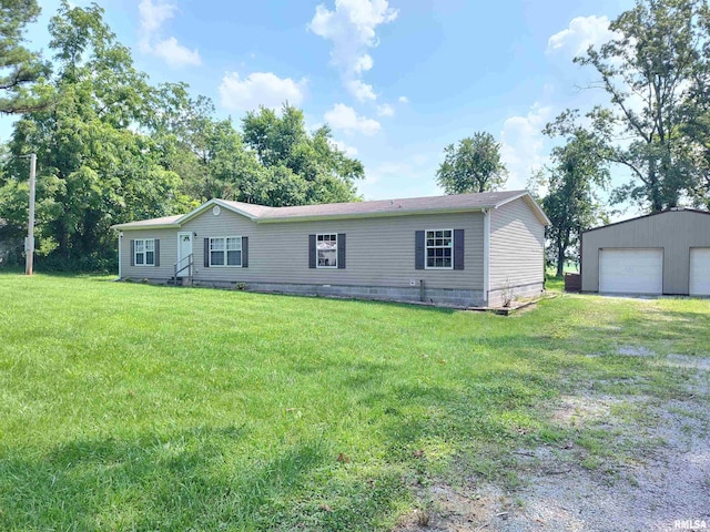 45 Davis Ridge Rd, Eldorado, IL 62930 - manufactured / mobile home with a garage, an outdoor structure, crawl space, and a front yard