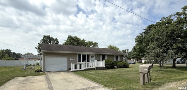 1409 Rig, Salem, IL 62881 - ranch-style home featuring covered porch, a garage, and concrete driveway