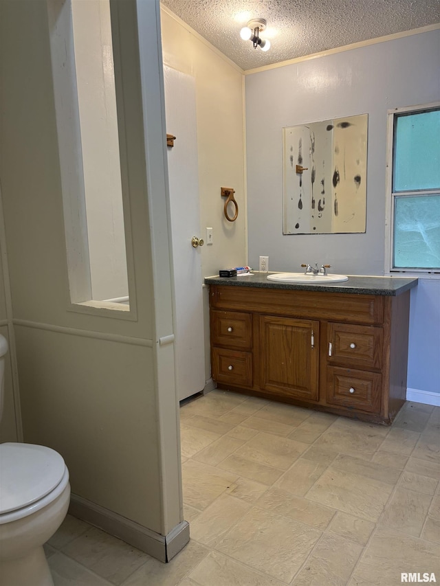 2780 Campground Rd, Anna, IL 62906 - bathroom featuring vanity, ornamental molding, and a textured ceiling