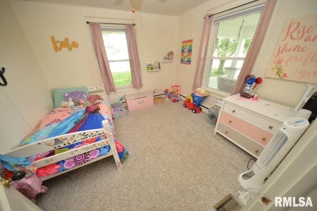 793 County Road 635 E, Wayne City, IL 62895 - bedroom with carpet, multiple windows, and cooling unit