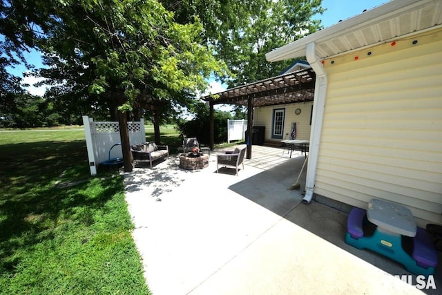 793 County Road 635 E, Wayne City, IL 62895 - view of patio / terrace featuring an outdoor fire pit and a pergola