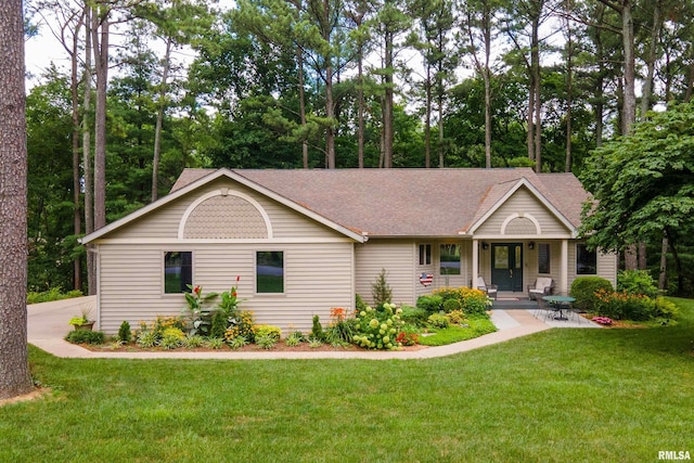 103 Woodland Trl, Anna, IL 62906 - single story home with covered porch, a front yard, and roof with shingles