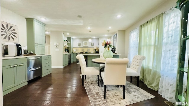 308 W Reed St, Benton, IL 62812 - dining space with dark wood-style flooring and recessed lighting