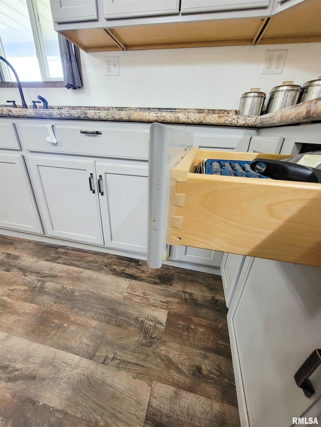 232 Palm Ln, Flora, IL 62839 - kitchen view of dark wood finished floors and light countertops
