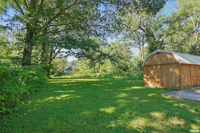 416 W Harrison St, Carrier Mills, IL 62917 - view of green lawn featuring a storage shed