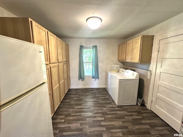 2448 E State Route 161st Rte, Centralia, IL 62801 - laundry area featuring cabinet space, washer and clothes dryer, and dark wood-type flooring