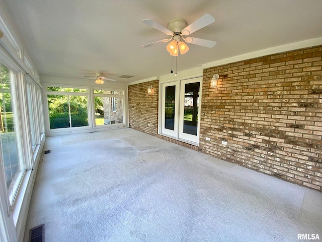 117 N Plains Ave, Marion, IL 62959 - unfurnished sunroom featuring ceiling fan and french doors