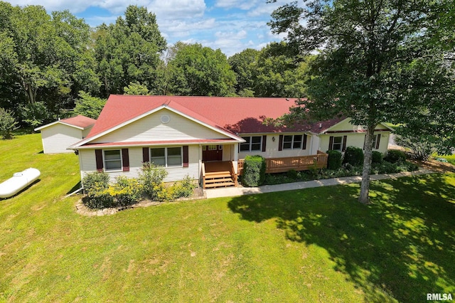 243 Pump Station Rd, Makanda, IL 62958 - view of front of property featuring a front yard and a wooden deck