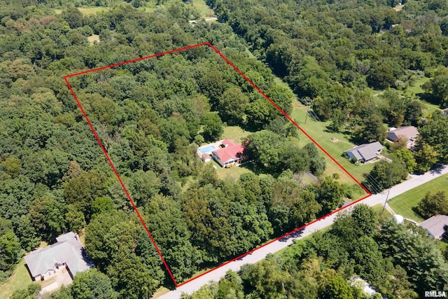243 Pump Station Rd, Makanda, IL 62958 - aerial overview of property's location with a heavily wooded area and property boundaries highlighted
