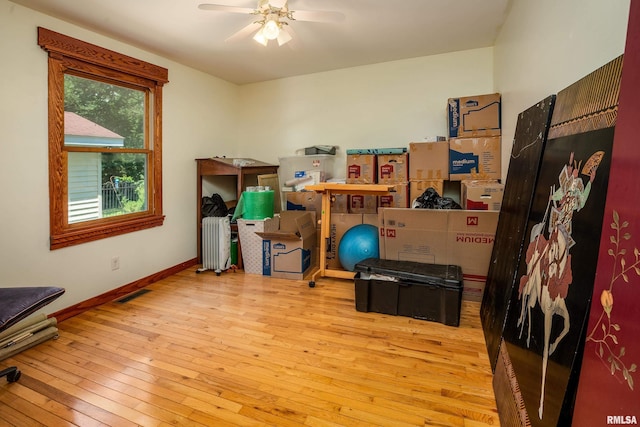 243 Pump Station Rd, Makanda, IL 62958 - storage room featuring radiator and a ceiling fan