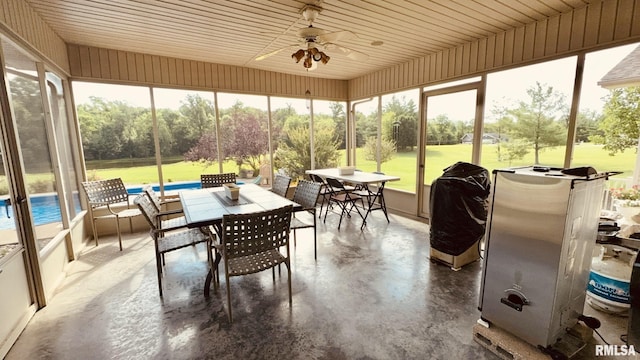 1016 Michael Ln, West Frankfort, IL 62812 - sunroom with outdoor dining space, a ceiling fan, and healthy amount of natural light