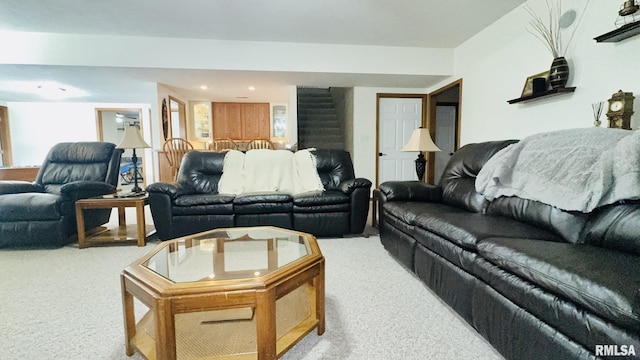 1016 Michael Ln, West Frankfort, IL 62812 - carpeted living area featuring recessed lighting and stairs