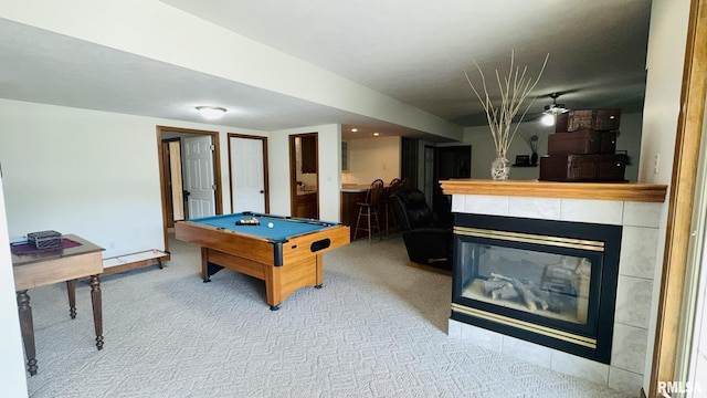 1016 Michael Ln, West Frankfort, IL 62812 - rec room with pool table, carpet, and a fireplace