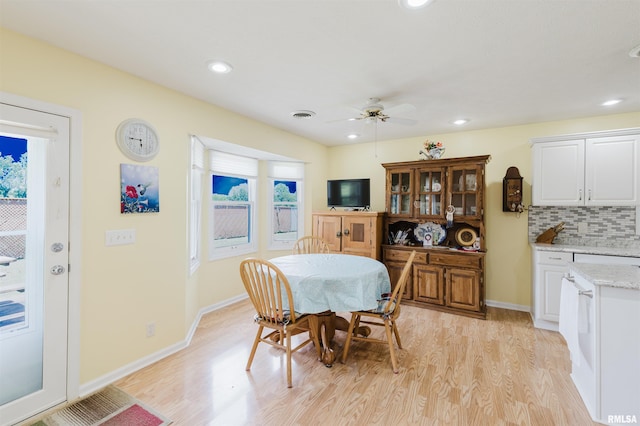 11823 Taylor Dr, Marion, IL 62959 - dining area with a ceiling fan, light wood finished floors, and recessed lighting