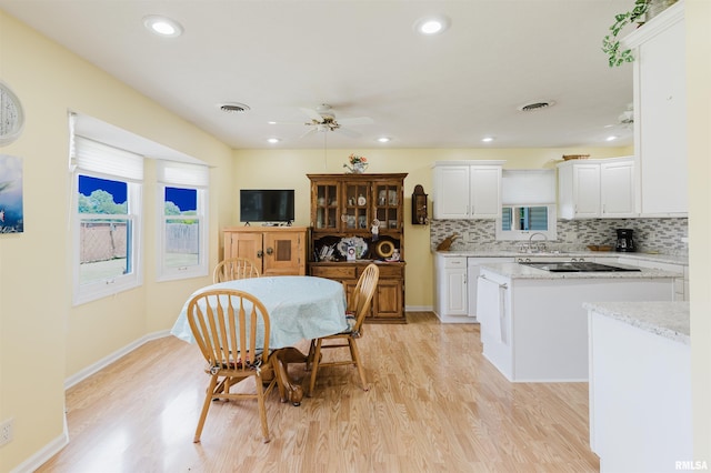 11823 Taylor Dr, Marion, IL 62959 - dining room with ceiling fan, healthy amount of natural light, light wood finished floors, and recessed lighting