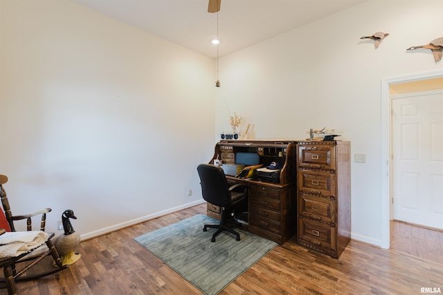 11823 Taylor Dr, Marion, IL 62959 - home office with wood finished floors and a ceiling fan