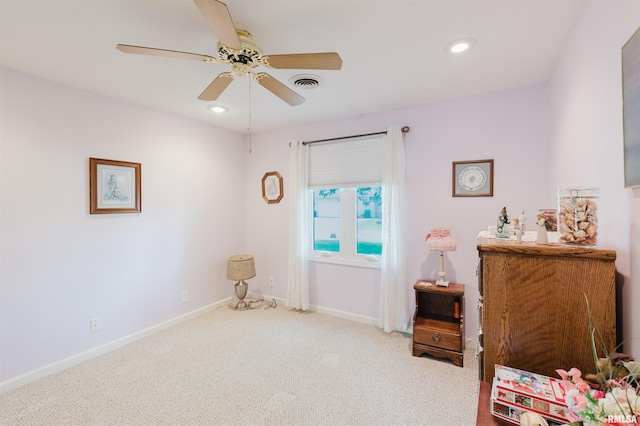 11823 Taylor Dr, Marion, IL 62959 - sitting room featuring carpet floors, a ceiling fan, and recessed lighting