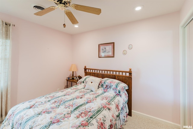 11823 Taylor Dr, Marion, IL 62959 - bedroom featuring carpet, recessed lighting, and a ceiling fan