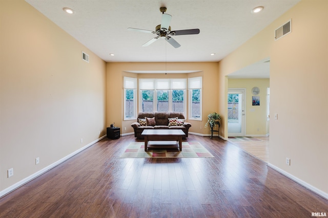 11823 Taylor Dr, Marion, IL 62959 - living area with ceiling fan, wood finished floors, and recessed lighting
