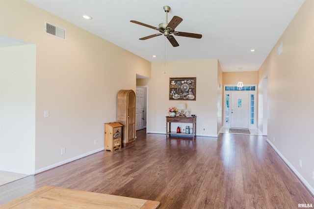 11823 Taylor Dr, Marion, IL 62959 - living area featuring wood finished floors, a ceiling fan, and recessed lighting