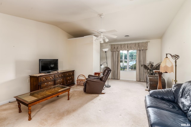 508 Lexington Ct, Carbondale, IL 62901 - carpeted living area with a ceiling fan and vaulted ceiling