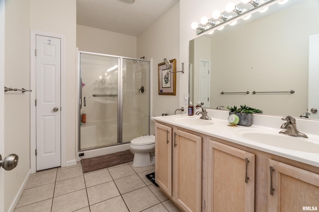 1002 Villa Ct, Carbondale, IL 62901 - full bathroom featuring a stall shower, double vanity, and tile patterned flooring