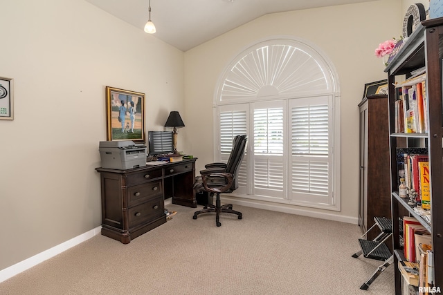 1002 Villa Ct, Carbondale, IL 62901 - home office with light carpet and lofted ceiling