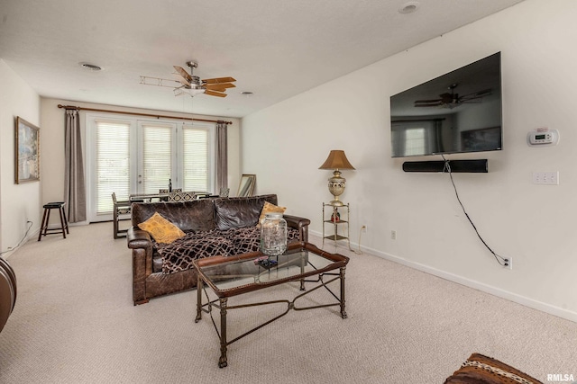 1002 Villa Ct, Carbondale, IL 62901 - living room featuring a ceiling fan and carpet flooring