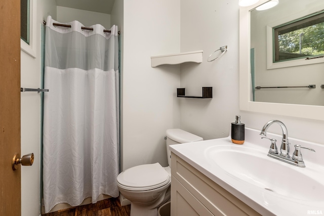 1811 W Freeman St, Carbondale, IL 62901 - bathroom with vanity, a shower with curtain, and wood finished floors
