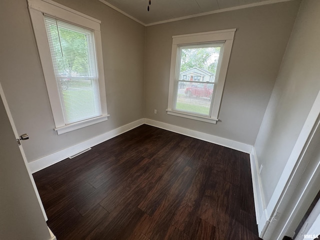 1307 S Maple St, Centralia, IL 62801 - spare room with dark wood-type flooring and ornamental molding
