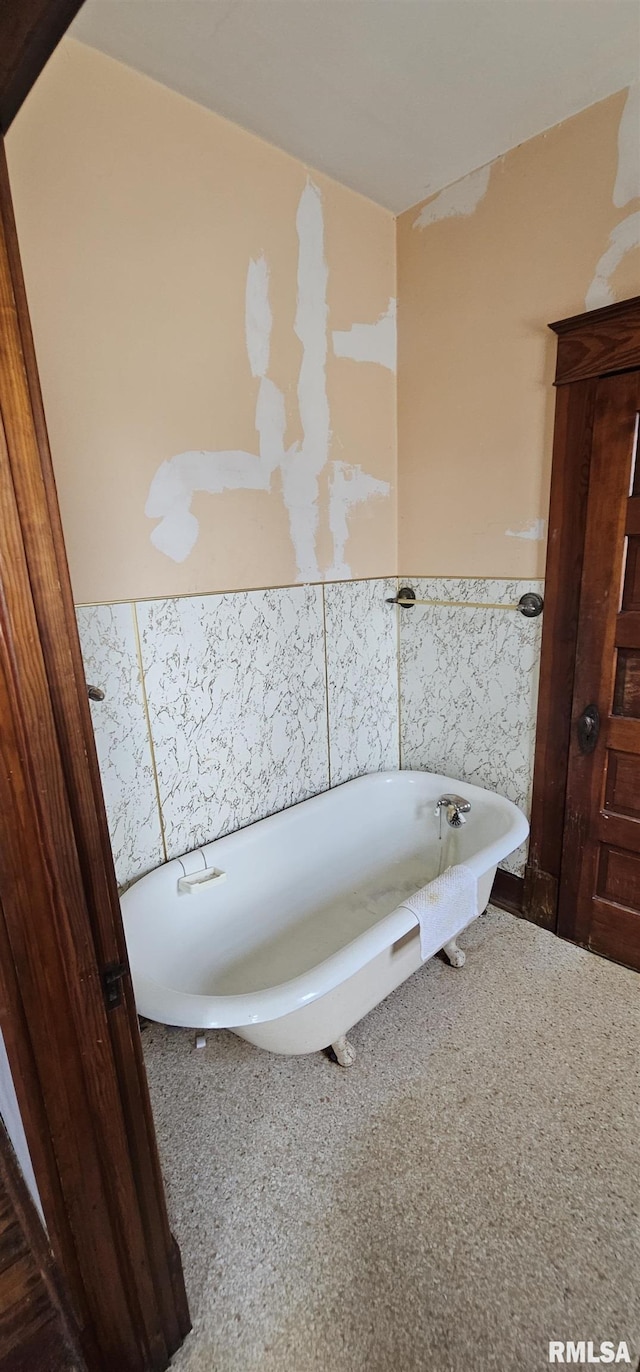 232 N James Ave, Centralia, IL 62801 - full bathroom with a freestanding tub and a wainscoted wall