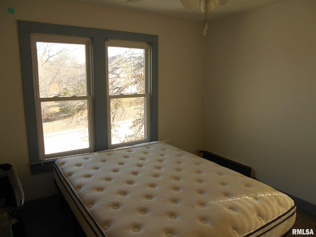 bedroom with multiple windows and ceiling fan