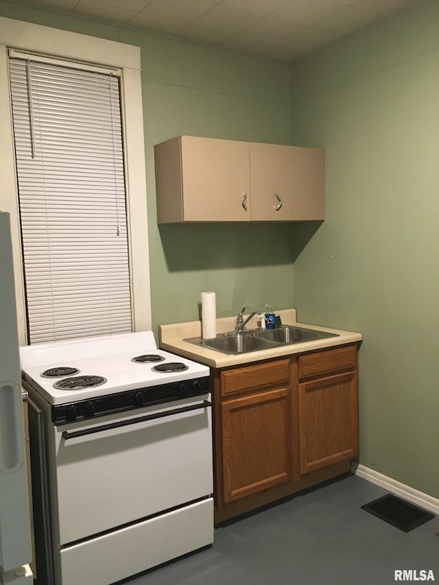 kitchen with electric stove and sink