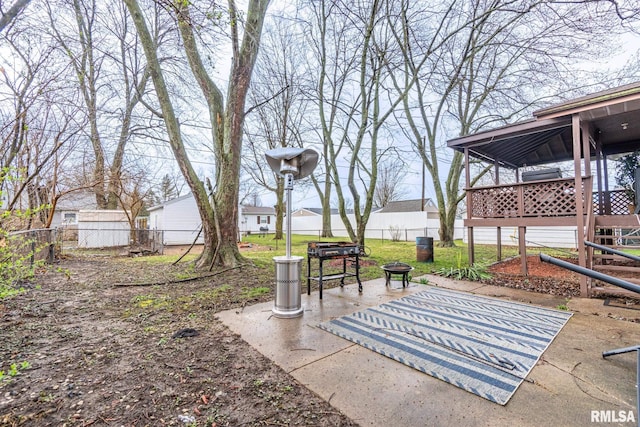 view of yard featuring a gazebo and a patio area