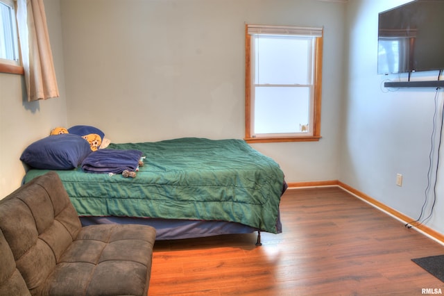 bedroom with hardwood / wood-style floors