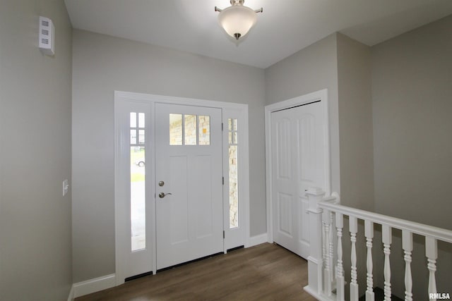 entrance foyer featuring wood-type flooring