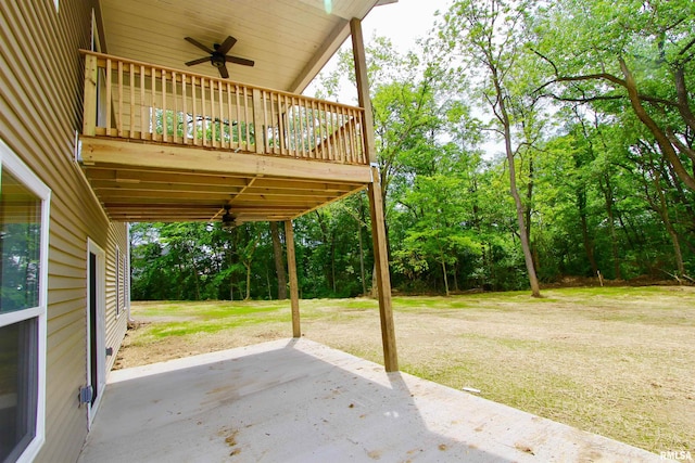 view of patio / terrace featuring ceiling fan