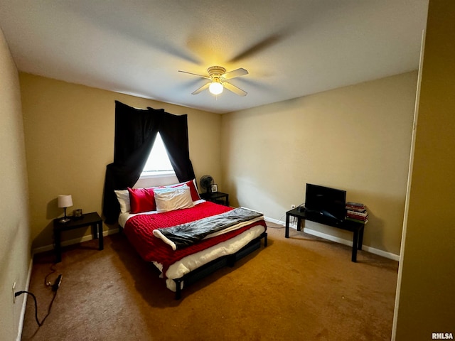 bedroom with carpet flooring and ceiling fan